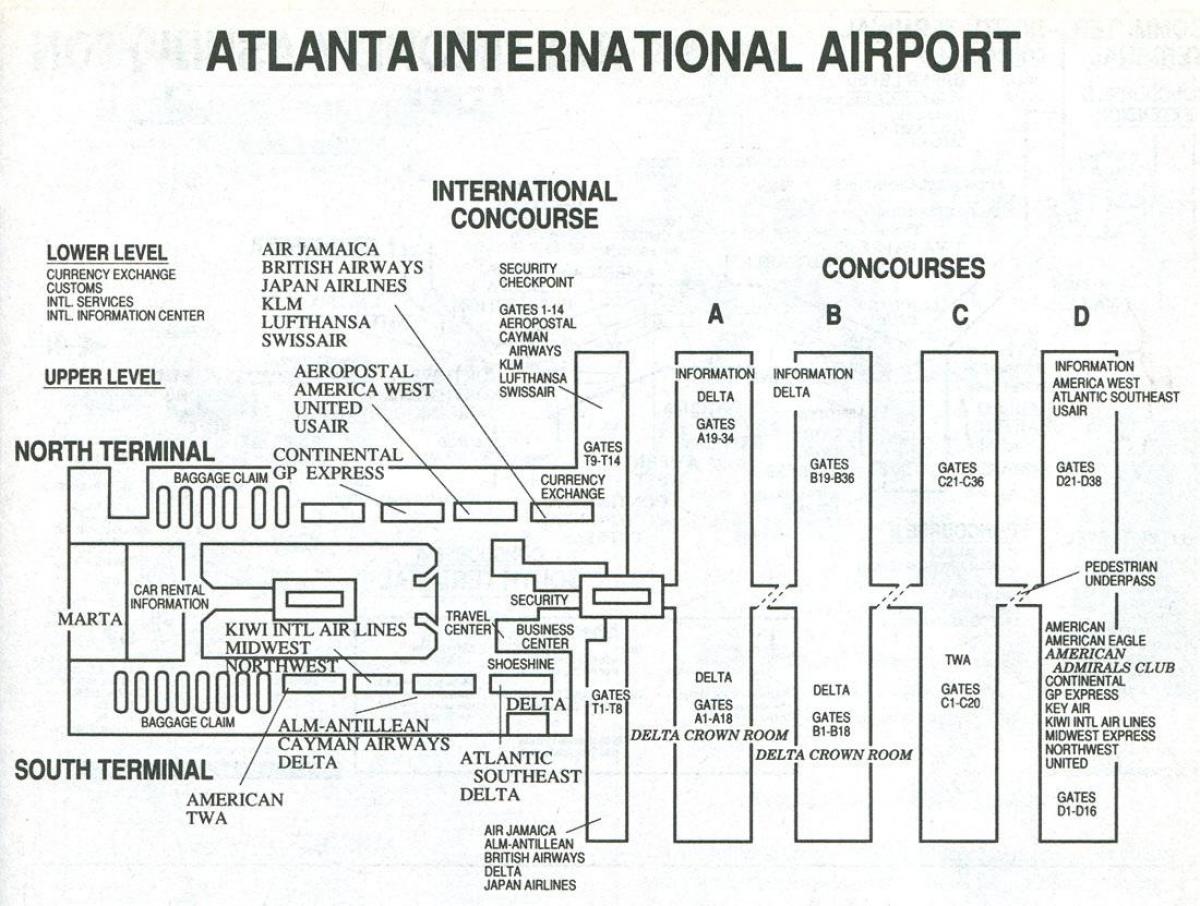 Atlanta terminal lapangan terbang s peta