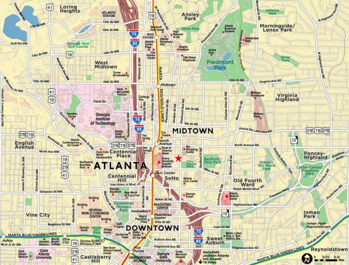 peta kejadian di tengah kota Atlanta