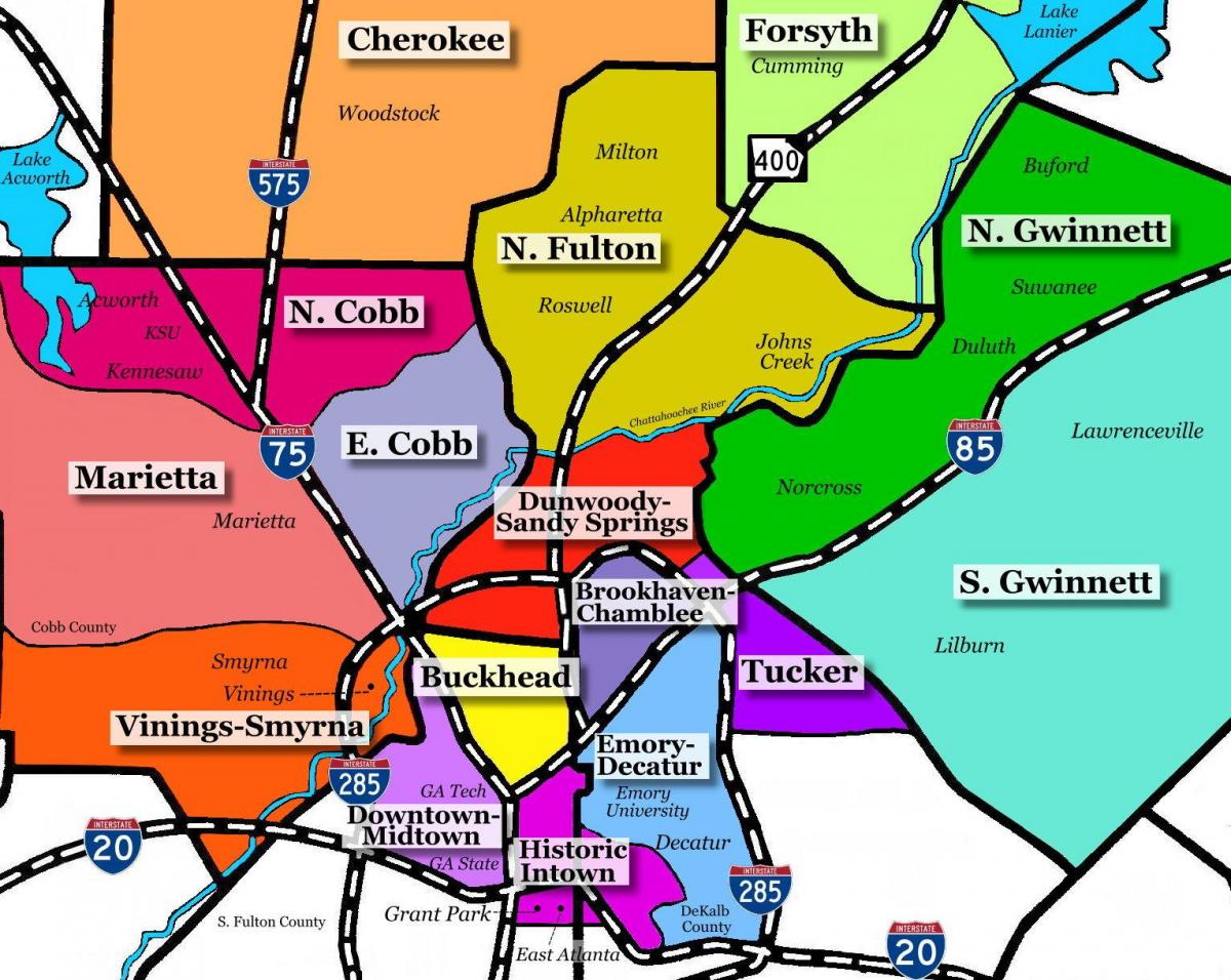 peta pinggir kota Atlanta